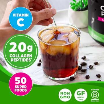 Orgain Hydrolyzed Collagen Powder + 50 Organic Superfoods For Women & Men, 20g Grass Fed Collagen with Vitamin C, Unflavored - Hair, Skin, Nail, & Joint Support Supplement, Non-GMO, Type I & III, 1lb