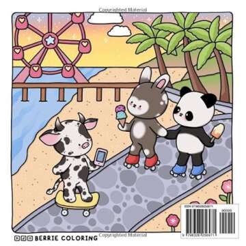Berrie Coloring Travel: Cute and Cozy Coloring Book for Kids & Adults Featuring Easy to Color Animal...
