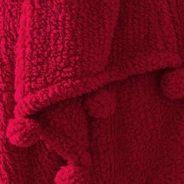 Ultra Soft Cozy Sherpa Throw Blanket with Pompom Fringe, Light Weight Warm Decorative Boho Style Plu...