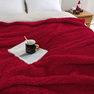 Cozy Sherpa Throw Blanket with Pompom Fringe for All
