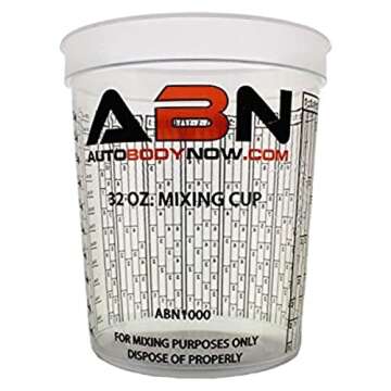 ABN 32oz Automotive Paint Mixing Cups 100pk - 1QT Plastic Measuring Mixing Cups for Epoxy Resin, Activator, or Thinner