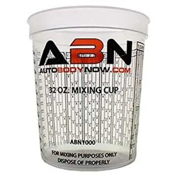 ABN 32oz Automotive Paint Mixing Cups 100pk - 1QT Plastic Measuring Mixing Cups for Epoxy Resin, Activator, or Thinner