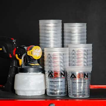 ABN 32oz Automotive Paint Mixing Cups 100pk - 1QT Plastic Measuring Mixing Cups for Epoxy Resin, Activator, or Thinner
