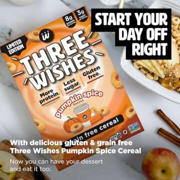 Protein and Gluten-Free Breakfast Cereal by Three Wishes - Limited Edition Flavors - High Protein an...