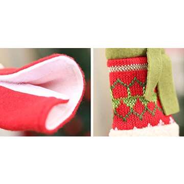 Moonter Set of 3 Christmas Refrigerator Fridge Microwave Ovens Microwave Dishwasher Dust Door Handle Cover Door Cloth Cover for Home Kitchen Appliance Decoration