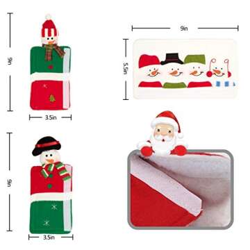Moonter Set of 3 Christmas Refrigerator Fridge Microwave Ovens Microwave Dishwasher Dust Door Handle Cover Door Cloth Cover for Home Kitchen Appliance Decoration