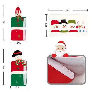 Moonter Set of 3 Christmas Refrigerator Fridge Microwave Ovens Microwave Dishwasher Dust Door Handle Cover Door Cloth Cover for Home Kitchen Appliance Decoration
