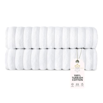 Classic Turkish Towels CTT Premium 2 Pack Bath Towels Set - 100% Turkish Cotton, Quick Drying, Absor...