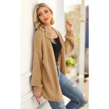 PRETTYGARDEN Casual Open Front Midi Long Cardigan