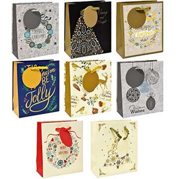 Gift Boutique 24 Count Gift Bags For Christmas Bulk Set Includes 4 Jumbo 6 Large 6 Medium 8 Small Ho...
