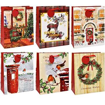 Gift Boutique 24 Count Gift Bags For Christmas Bulk Set Includes 4 Jumbo 6 Large 6 Medium 8 Small Holiday Xmas Bag Assortment Bags with Handles & Tags Wrapping Any Size Present for Adults Teens Kids
