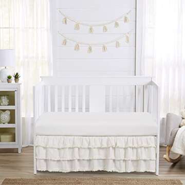 Sweet Jojo Designs Ivory Boho Bohemian Girl Baby Nursery Crib Bed Skirt Dust Ruffle - Neutral Solid ...