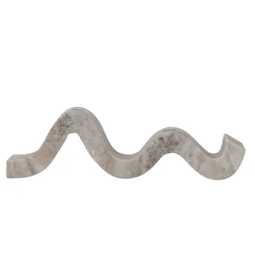 Bloomingville Modern Marble and Brass Wave Double Taper Holder, White, 15''L x 4''W x 2''H