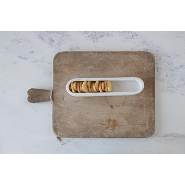 Creative Co-Op White Marble Cracker Dish for Entertaining