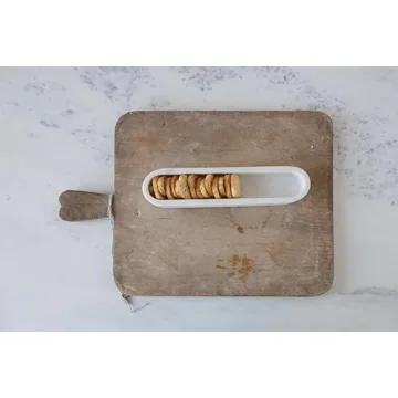Creative Co-Op White Marble Cracker Dish for Entertaining