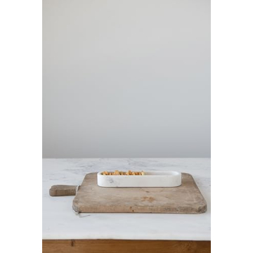 Creative Co-Op White Marble Cracker Dish for Entertaining