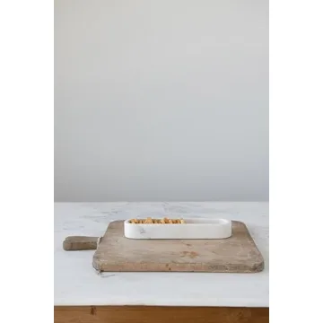 Creative Co-Op White Marble Cracker Dish for Entertaining