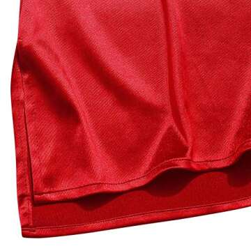 ZAFUL Women's Satin Spaghetti Strap A Line Dress Sexy Sleeveless Cowl Neck Party Club Slip Dresses Red L