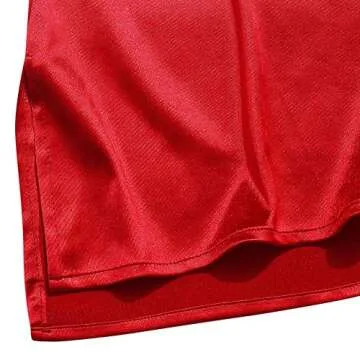 ZAFUL Women's Satin Spaghetti Strap A Line Dress Sexy Sleeveless Cowl Neck Party Club Slip Dresses Red L