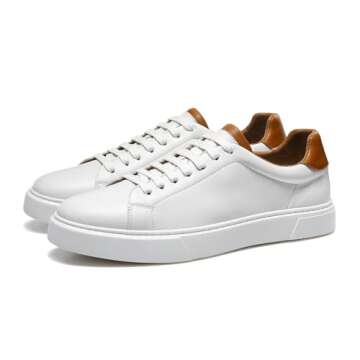 ALIPASINM Leather Fashion Sneakers Casual Shoes for Men White
