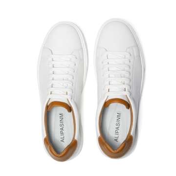 ALIPASINM Leather Fashion Sneakers Casual Shoes for Men White
