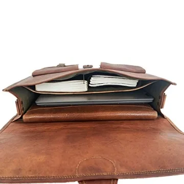 KPL Leather Briefcase 18 inch Laptop Messenger Bag