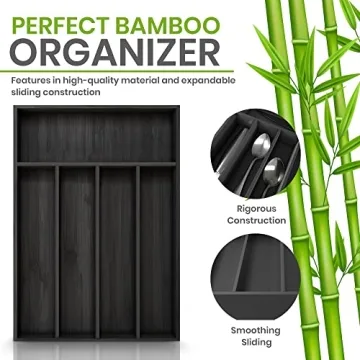 Utopia Kitchen Bamboo Silverware Organizer for Efficient Storage