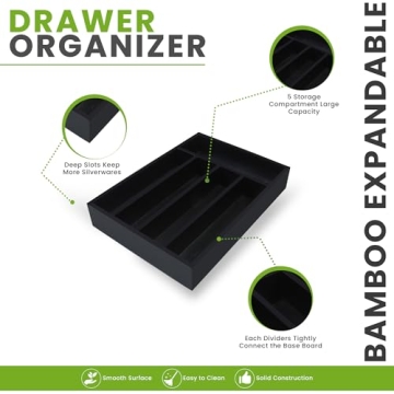 Utopia Kitchen Bamboo Silverware Organizer for Efficient Storage