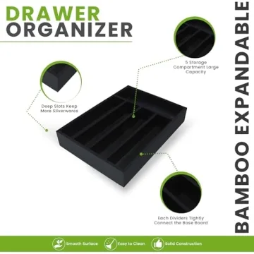 Utopia Kitchen Bamboo Silverware Organizer for Efficient Storage