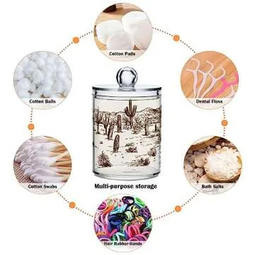 xigua Western Cowboy Qtip Holder 2 Pack, 14 oz Apothecary Jars Bathroom Vanity Organizer Canister for Qtips,Cotton Swabs,Cotton Balls,Cosmetic Pads,Flossers,Bath Salts