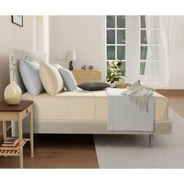 100% Organic Cotton Queen Sheets, 300 TC 4 Piece Cotton Sheets Queen Size Set, Classic Sateen Weave ...