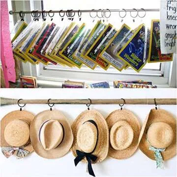 42-Pack Metal Curtain Rings with Strong Clips for Drapery