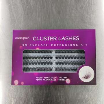 Individual Lashes 120 Cluster Lashes DIY Eyelash Extension Thin Band Wide Stem Lash Clusters with Ap...