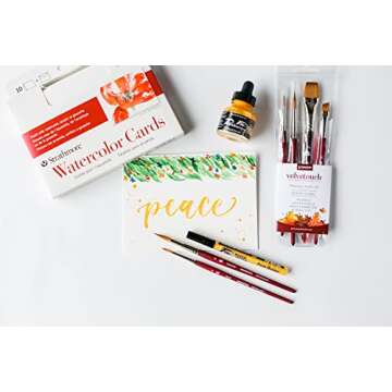 Princeton Velvetouch, Series 3950, Paint Brush for Acrylic, Oil and Watercolor, Set of 4