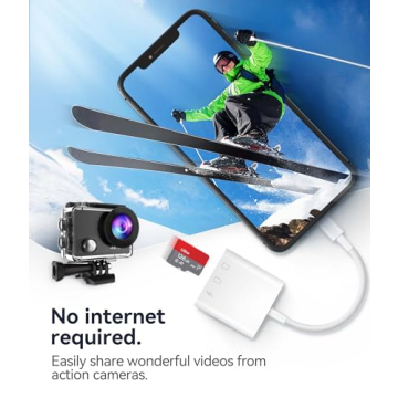 SD Card Reader for iPhone iPad, Oyuiasle Digital Trail Camera SD Card Viewer with Dual Slot for MicroSD/SD, Lightening&USBC Dual-Connector Memory Card Adapter for Photography, Plug and Play