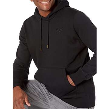 Amazon Brand - Peak Velocity Men's Heavyweight Fleece Pull-Over Athletic-Fit Fleece Hoodie, black, X-Large