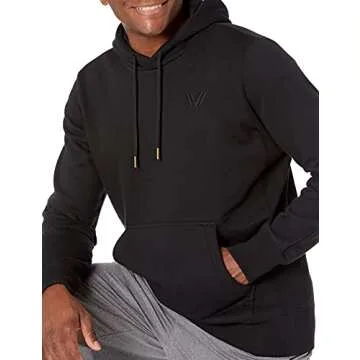 Amazon Brand - Peak Velocity Men's Heavyweight Fleece Pull-Over Athletic-Fit Fleece Hoodie, black, X-Large