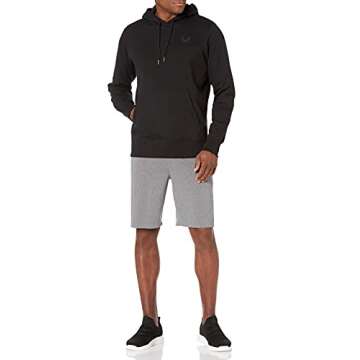 Amazon Brand - Peak Velocity Men's Heavyweight Fleece Pull-Over Athletic-Fit Fleece Hoodie, black, X-Large