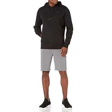 Amazon Brand - Peak Velocity Men's Heavyweight Fleece Pull-Over Athletic-Fit Fleece Hoodie, black, X-Large