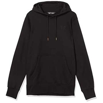 Amazon Brand - Peak Velocity Men's Heavyweight Fleece Pull-Over Athletic-Fit Fleece Hoodie, black, X-Large