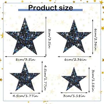 Jexine 16 Pcs Rhinestone Star Patches Iron on Glitter Patches Star Shape Crystal Patches Hot Adhesiv...