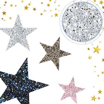 Jexine 16 Pcs Rhinestone Star Patches Iron on Glitter Patches Star Shape Crystal Patches Hot Adhesives Appliques Shiny Jeans Bag Pant Clothing Repair Decoration Patches for DIY Craft Gifts