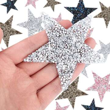 Jexine 16 Pcs Rhinestone Star Patches Iron on Glitter Patches Star Shape Crystal Patches Hot Adhesives Appliques Shiny Jeans Bag Pant Clothing Repair Decoration Patches for DIY Craft Gifts