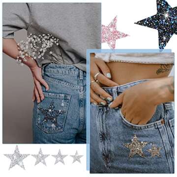 Jexine 16 Pcs Rhinestone Star Patches Iron on Glitter Patches Star Shape Crystal Patches Hot Adhesives Appliques Shiny Jeans Bag Pant Clothing Repair Decoration Patches for DIY Craft Gifts