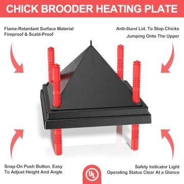 Tiflev 10" Chick Brooder Heating Plate with Adjustable Heights