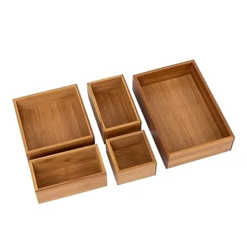 Seville Classics Bamboo Organizer Bins - Eco-Friendly Storage