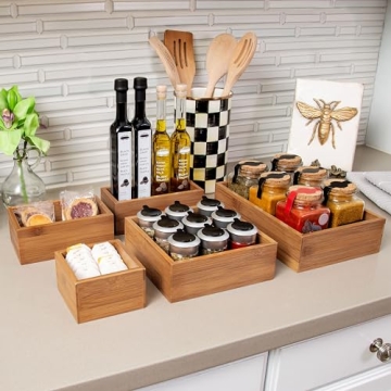 Seville Classics Bamboo Organizer Bins - Eco-Friendly Storage