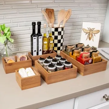 Seville Classics Bamboo Organizer Bins - Eco-Friendly Storage