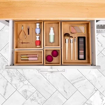 Seville Classics Bamboo Organizer Bins - Eco-Friendly Storage