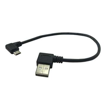 CERRXIAN 9Inch Micro USB Cable Combo Left & Right Angle Micro USB 5 Pin Male to USB 2.0 Type A Right Angle Male Data Sync and Charge Cable (Black)(2-Pack) R